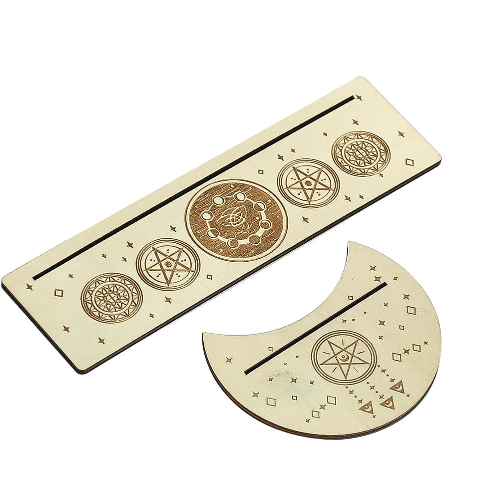 Set di 2 Supporti in Legno per Tarocchi, Base con Pentagramma e Nodo Celtico, Accessori per Divinazione Wiccan