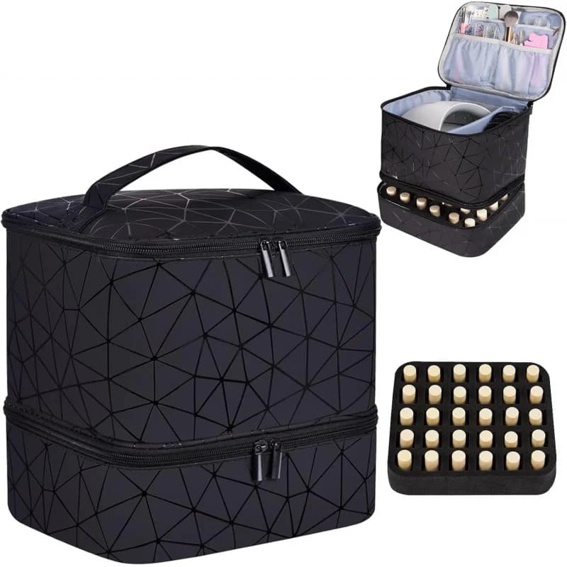 Nail art kit holder box with UV lamp holder, capacity 30 bottles for enamels 15ml/0,5 fl oz