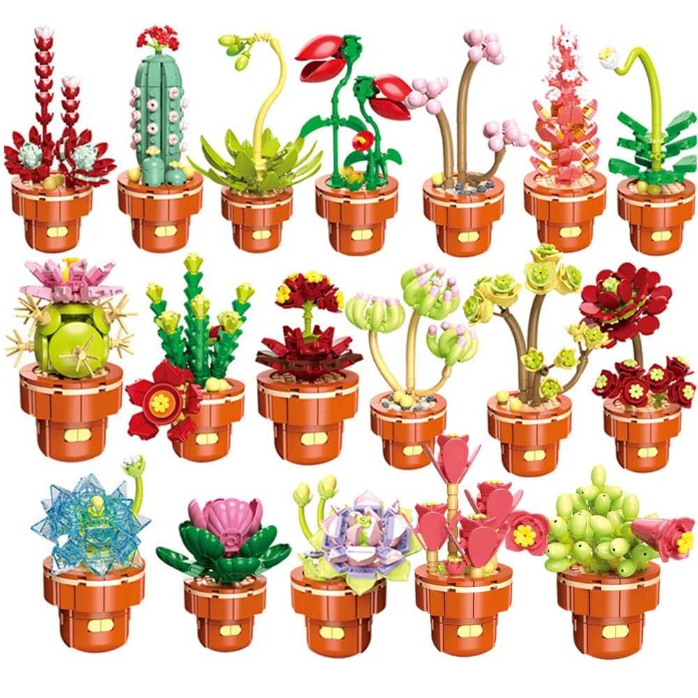 2024 Città Creatività Succulente Pianta in vaso Bouquet di fiori eterni Ragazza Set regalo Fai da te Educativi Casa Building Blocks Mattoni Giocattolo