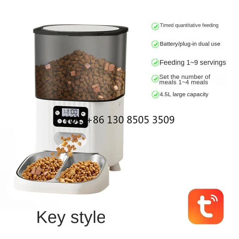 Dispenser Automatico di Cibo per Cani e Gatti da 4,5L, Ecologico, con Timer, Motore Silenzioso, Costruzione in Plastica Resistente