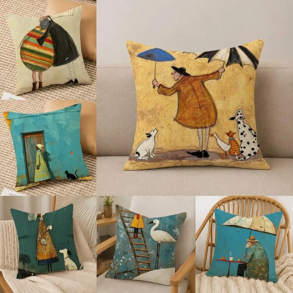 Set di fodere per cuscini S-Sam Toft Art in lino naturale, decorazione completa per divano, camera da letto e sedia