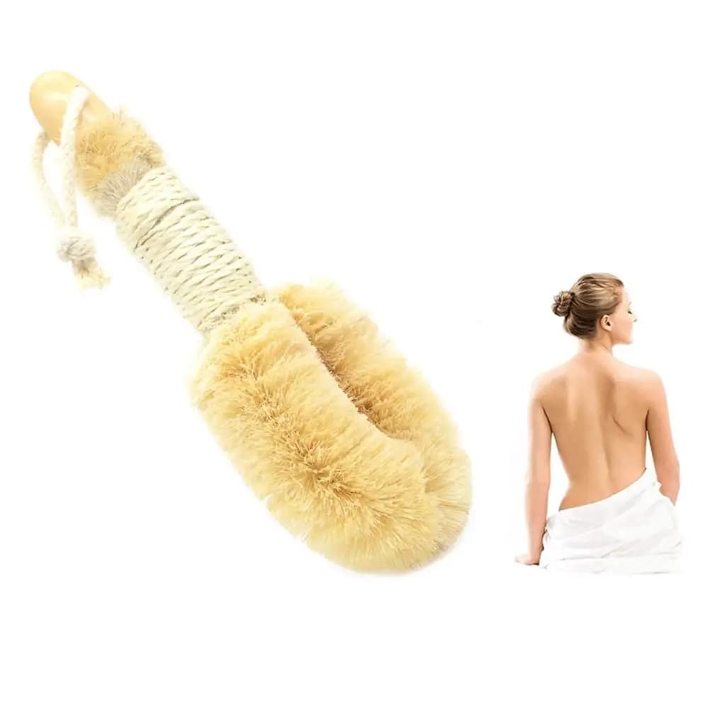 Massage Brush Comfortable Grip Light and Portable Body Care Cleaning Brush Cotton Rope Wooden Handle for Massage Parlour