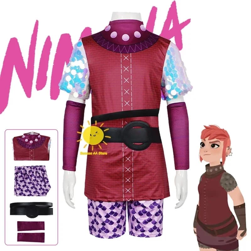 Costume da Ragazza Mostro Nimona per Cosplay Anime, Abito Uniforme per Halloween e Feste in Maschera, 3'f.5;j.8