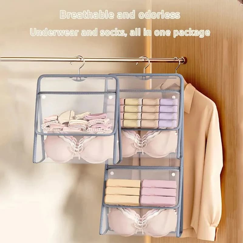 1pc Hanging Clothes Organizer Bag - Multi-Pocket Underwear & Socks Storage for Home/Dormitory Space-Saving Design