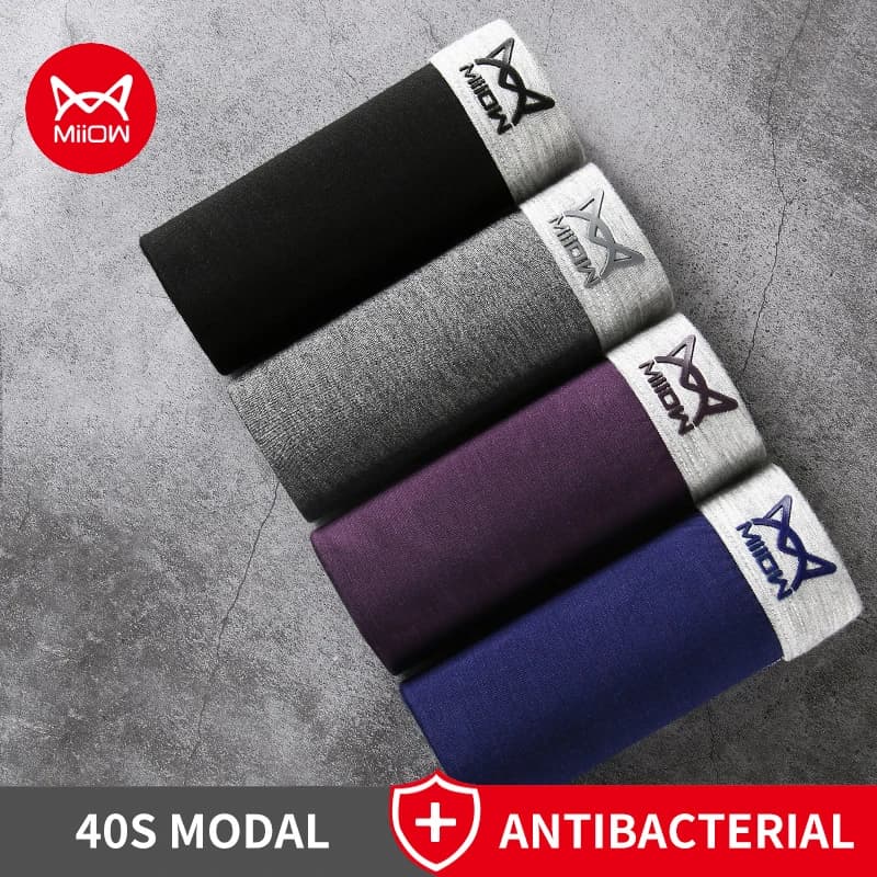 MiiOW 40S Modale Mutandine da Uomo Set Grafene Antibatterico Uomo Biancheria Intima Maglia Traspirante Mens Mutande Sexy Uomini Boxer Tronchi