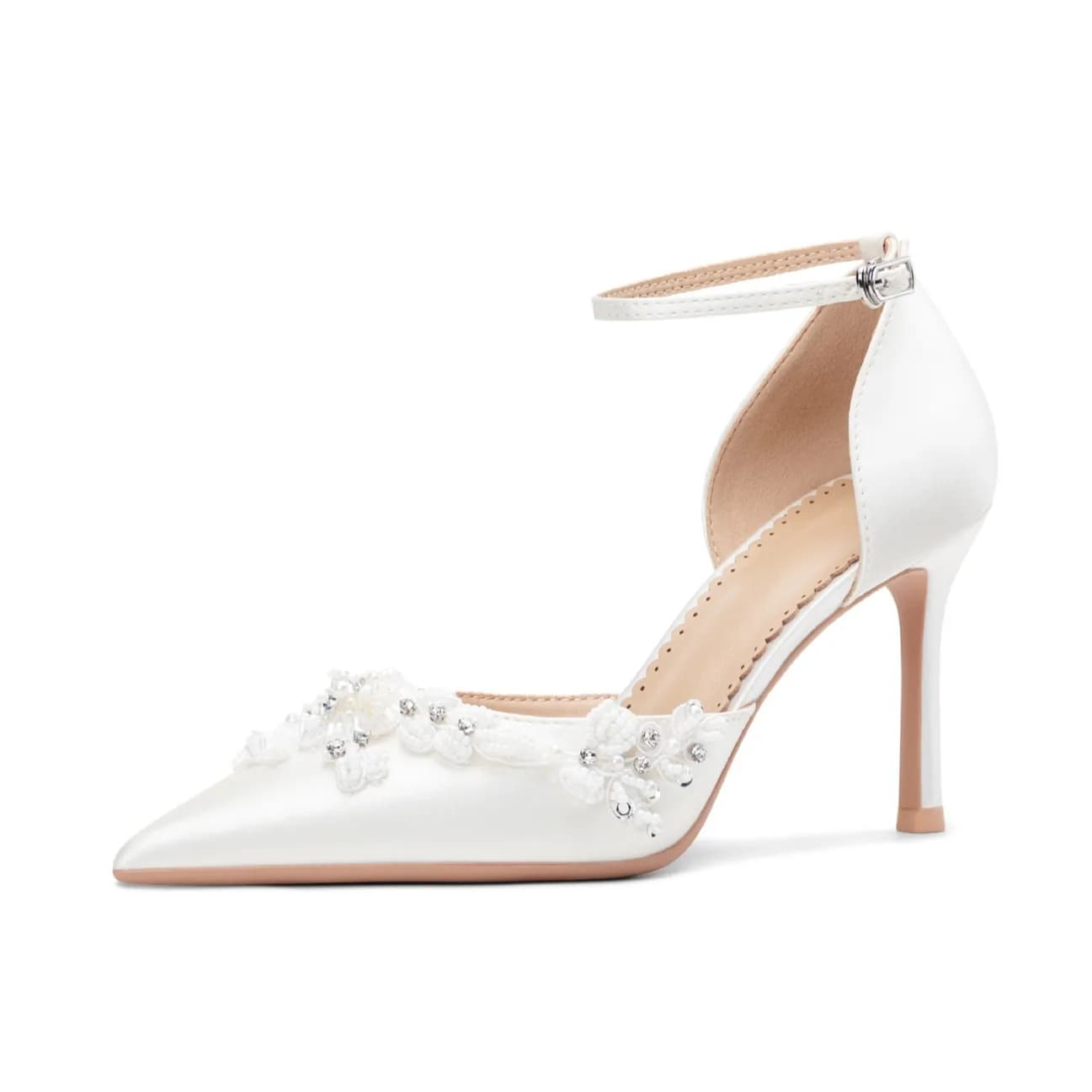 Sandali da Donna Artigianali con Perle e Tacco Alto 2026 Nuovi, Scarpe da Donna con Tacco Sottile a Punta e Chiusura a Bottone Singolo