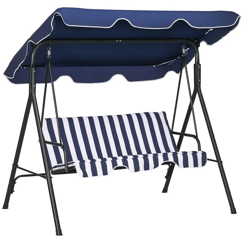 3 Seat Exterior Donder with Removable Bearing, Steel Structure and Small Tip Adjustable for Patio, Garden, Pool Edge