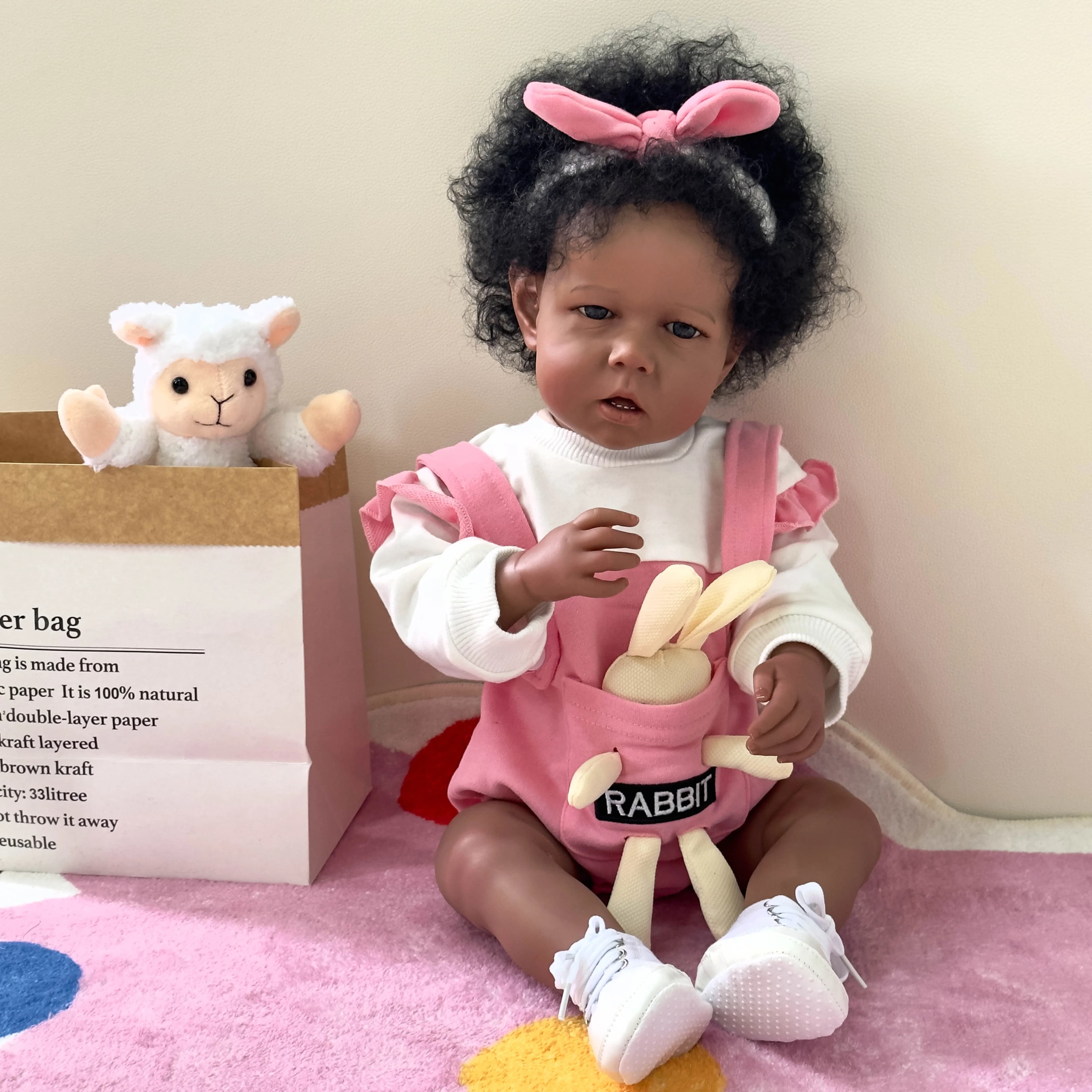 NPK 50CM Bebe Doll Reborn Baby record in Black Skin Gilr Doll taglia neonato bambola d'arte da collezione di alta qualità