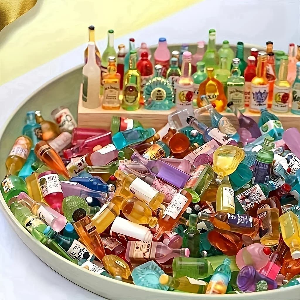 10 mini bottiglie per bevande, decorazioni per casa delle bambole, decorazione fai da te per custodia del cellulare a forma di bottiglia di vino, decorazione per casa delle bambole
