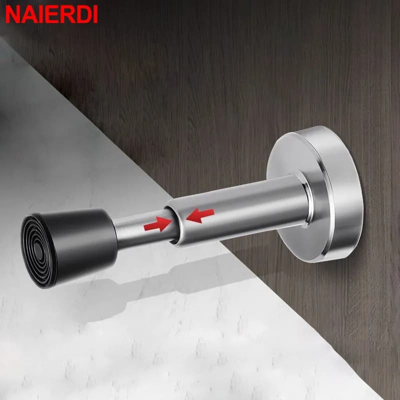 NAIERDI Fermaporta con buffer idraulico Fermaporta in acciaio inossidabile Montaggio a parete Muto Supporto per porta senza chiodi Porta Touch Hardware per porta