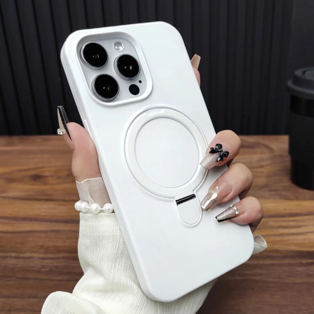 Custodia con supporto magnetico in metallo siliconico liquido per iPhone 16 Plus 15 14 13 12 Pro Max 11 per caricabatterie wireless Magsafe Cover semplice