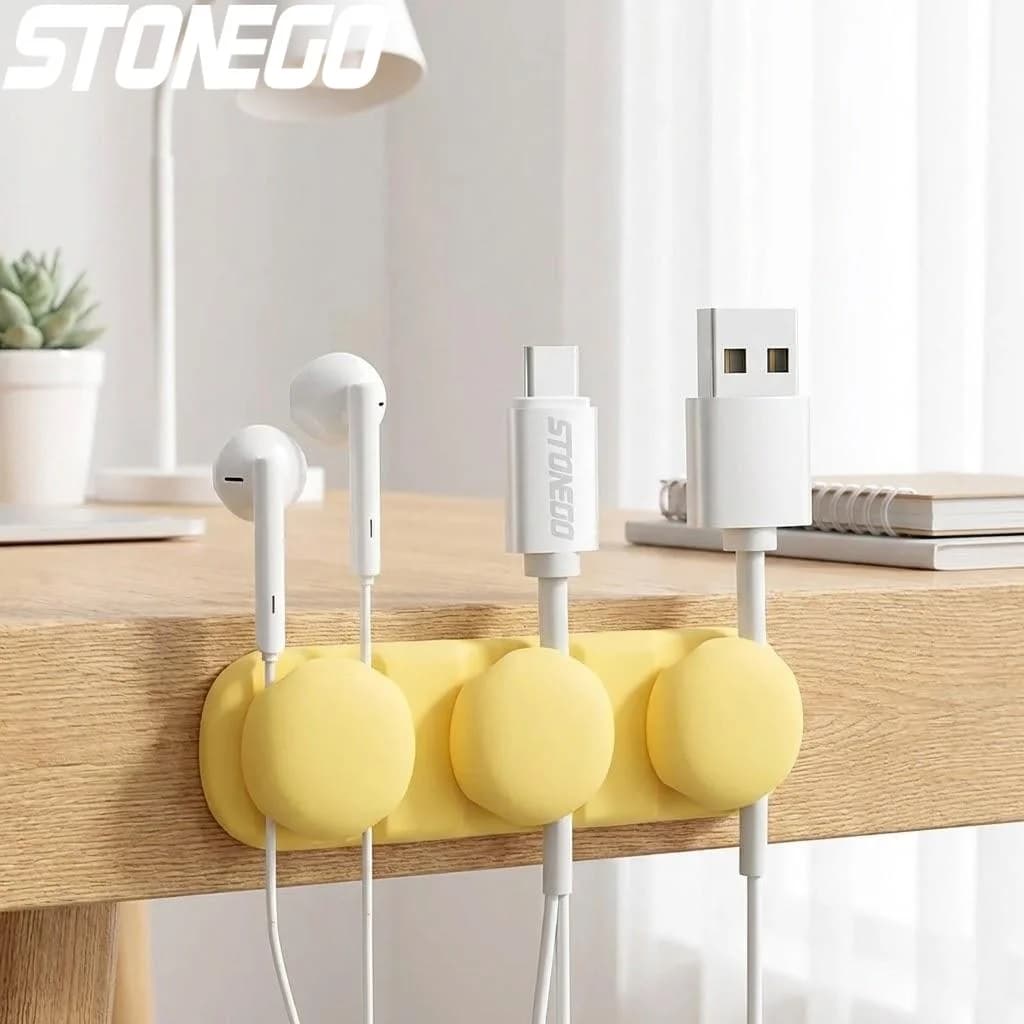 Organizzatore di Cavi USB in Silicone, Avvolgicavo Flessibile Autoadesivo, Soluzione Multicanale per la Gestione dei Cavi