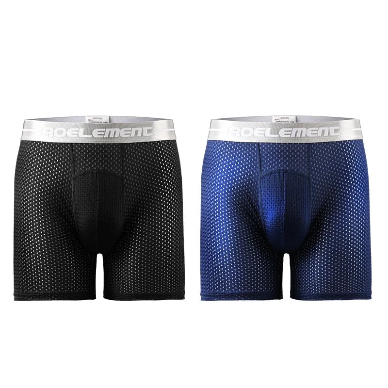 2 pieces of extra long sports underwear for men, flat corner ride, anti-gambe rubbing, large frozen silk, loose, four corner grease