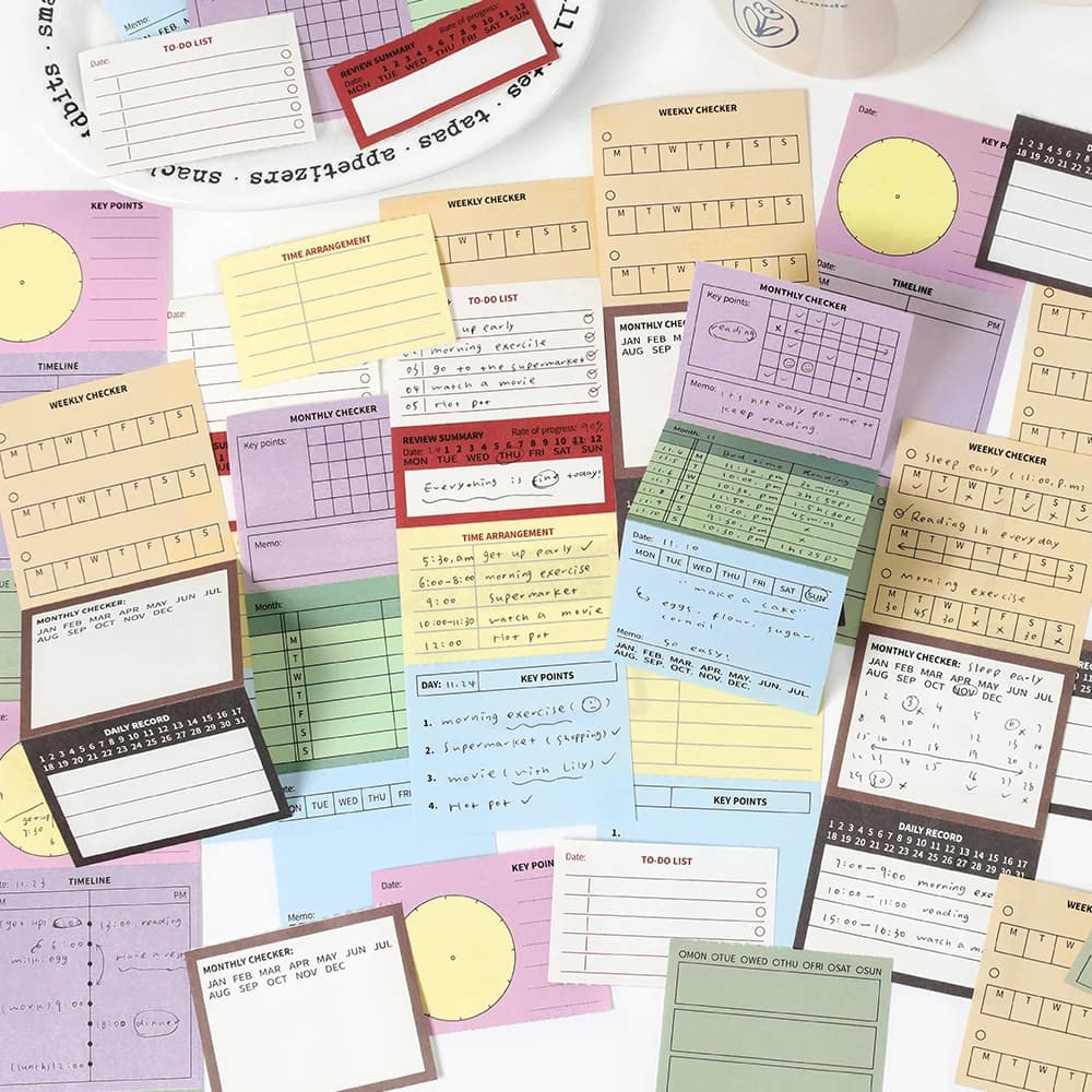 80 fogli di cartone animato breve scrapbooking memo pad semplice INS messaggio carta lista degli studenti note cancelleria scolastica forniture per diario