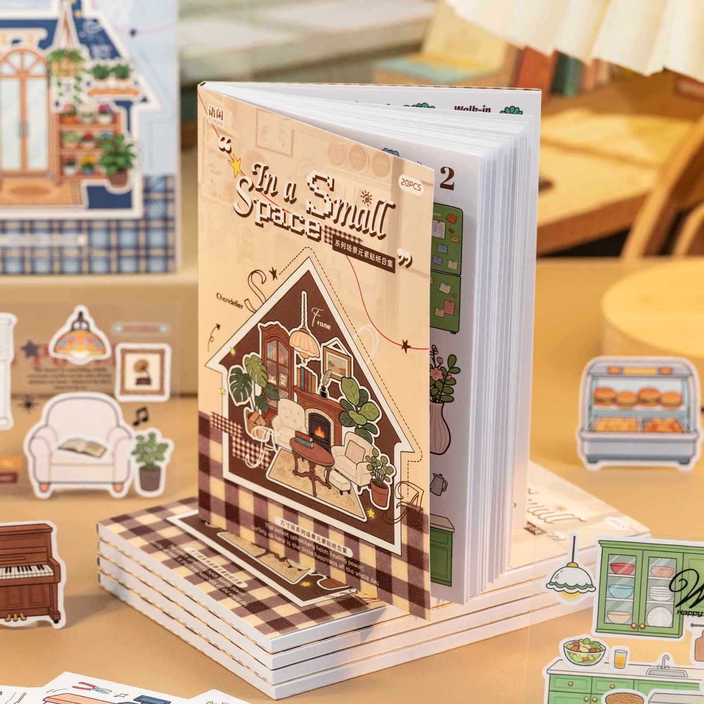 20 Pezzi Adesivi Fustellati con Elementi di Scenari Cartoon per Diari, Planner, Scrapbooking Fai-da-Te, Decorazioni per Laptop, Cancelleria e Libri di Adesivi