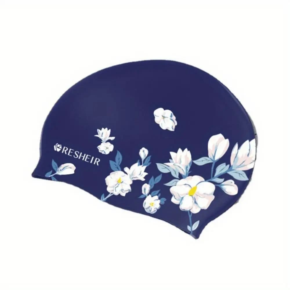 Diving Cap Rose Flower Swimming Cap Long Hair Elastic Printed Swimming Cap Lightweight Vintage Style Silicone Swimming Cap Women