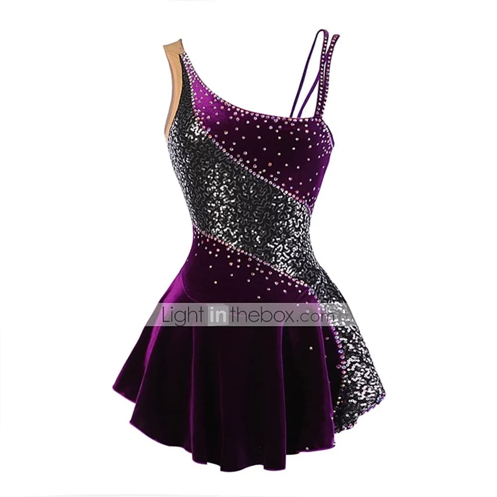 Ice Skating Dress Women Figure Skating Costume Sleeveless Rhinestone Skirt Professional Training Competition Outfit Soft