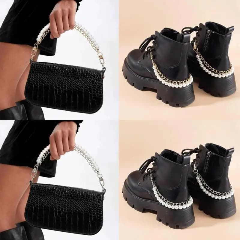 Pearl Handbag Chain Strap Fashion DIY Custom Bag Accessory Detachable Handle for Shoulder Crossbody Clutch Bags