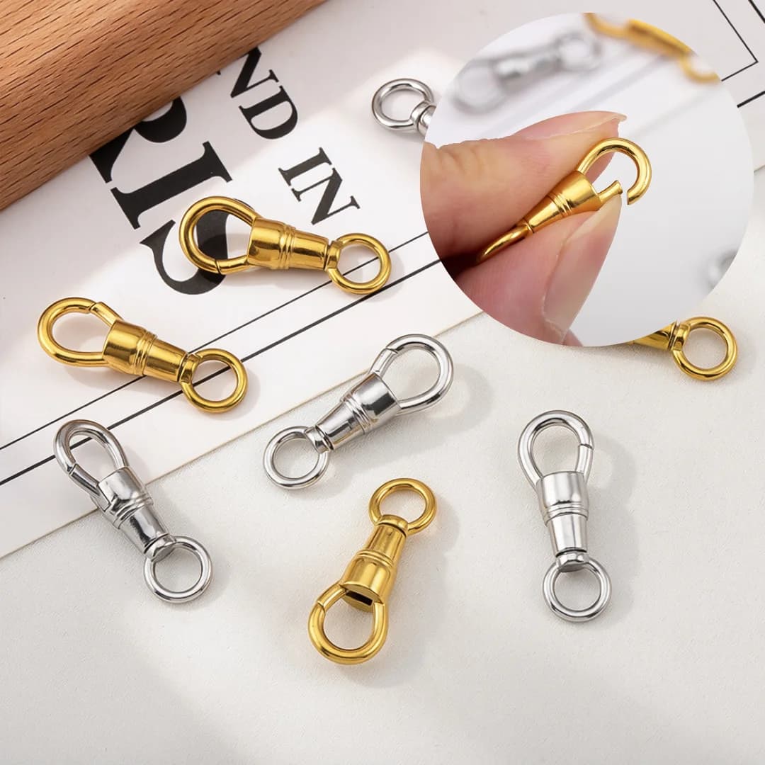 2 Pezzi 1 Pezzo Gancio a Moschettone in Acciaio Inossidabile per Borsa, Connettori a Moschettone per Creazione Gioielli Fai da Te, Forniture e Accessori