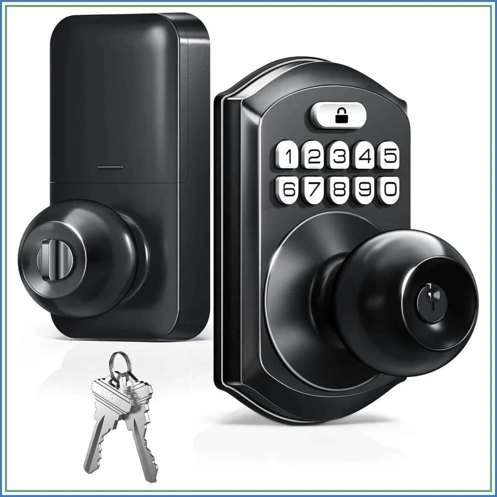 Keyless Entry Keypad Door Lock with Handle, Electronic Digital Smart Lock for Front Door, Auto Lock, Passage Mode, Easy Install, Matte Black