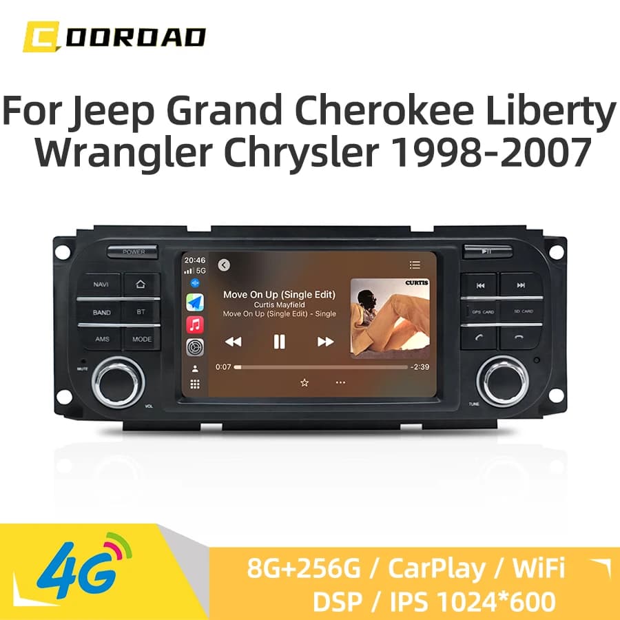 Per Jeep Grand Cherokee Liberty Wrangler Chrysler 1998-2007 Android 14 Autoradio Lettore Multimediale di Navigazione CarPlay Bluetooth