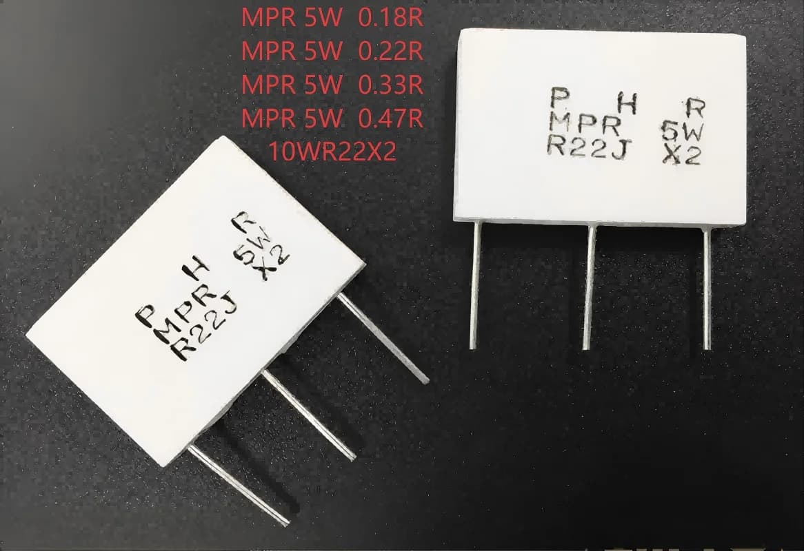 2 pezzi MPR 5Wx2 (5W+5W) 0.18R 0.22R 0.33R 0.47R Doppio resistore di cemento per treppiede non induttivo