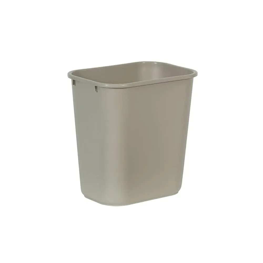 7 Gallon Soft Wastebasket, Beige, Durable Plastic, Fits Under Desk