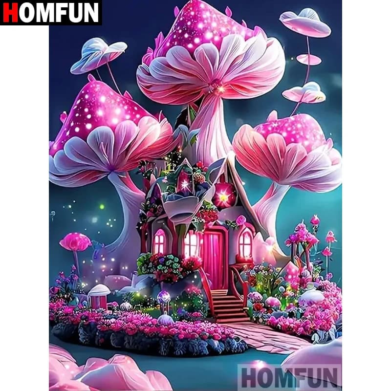 HOMFUN Full diamond Painting "Scenery House Tree" Resin Drill Embroidery 5D Diy Diamond Painting Handmade Cross Stitch gift