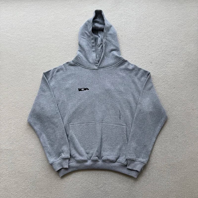 Sweatshirt with IDA Grigia Hood, Trousers Casual Larghi, Logo Embroidered Minimalist, Fashion Streetwear, Sweatshirt with Pockets, Unisex Style