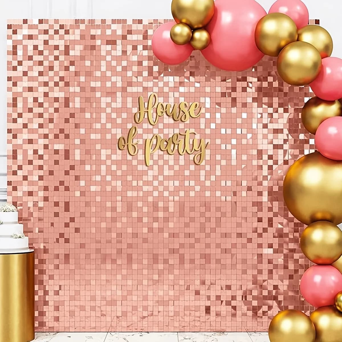 2Pcs Rose Gold Glitter Sequin Tassel Curtain, 39.37×78.74 Inch Metallic Fringe Backdrop Curtain, Reusable Plastic Photo Booth De