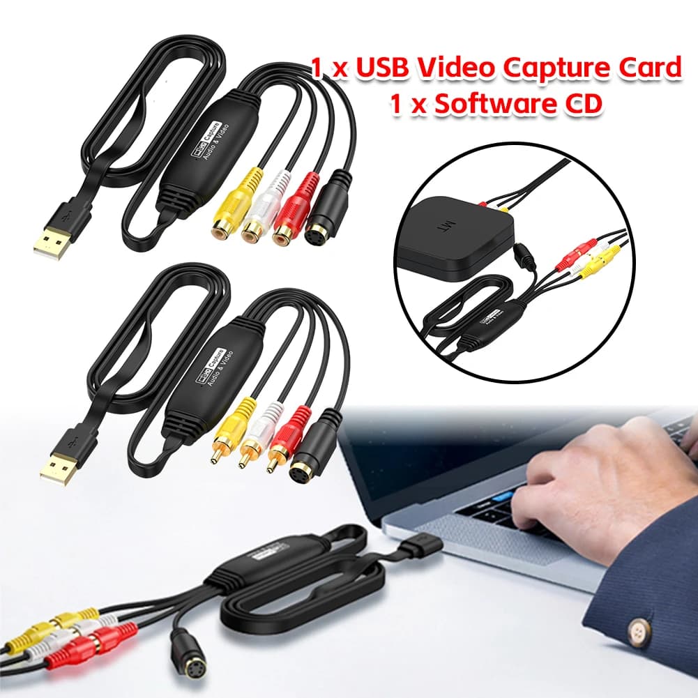 Scheda di Acquisizione Video USB Convertitore da VHS TV DVD VCR a Digitale Adattatore di Acquisizione Audio Video USB per TV Video DVR