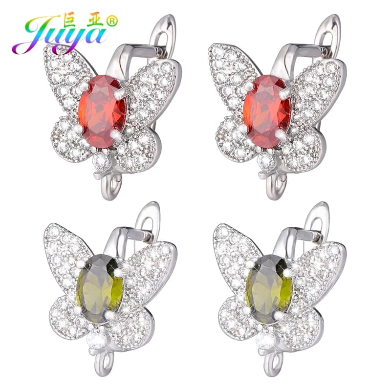 Juya DIY Gold Silver Plated Shvenzy Supplies Earwire Butterfly Earring Hooks Accessories For Needlework Trendy Earrings Making