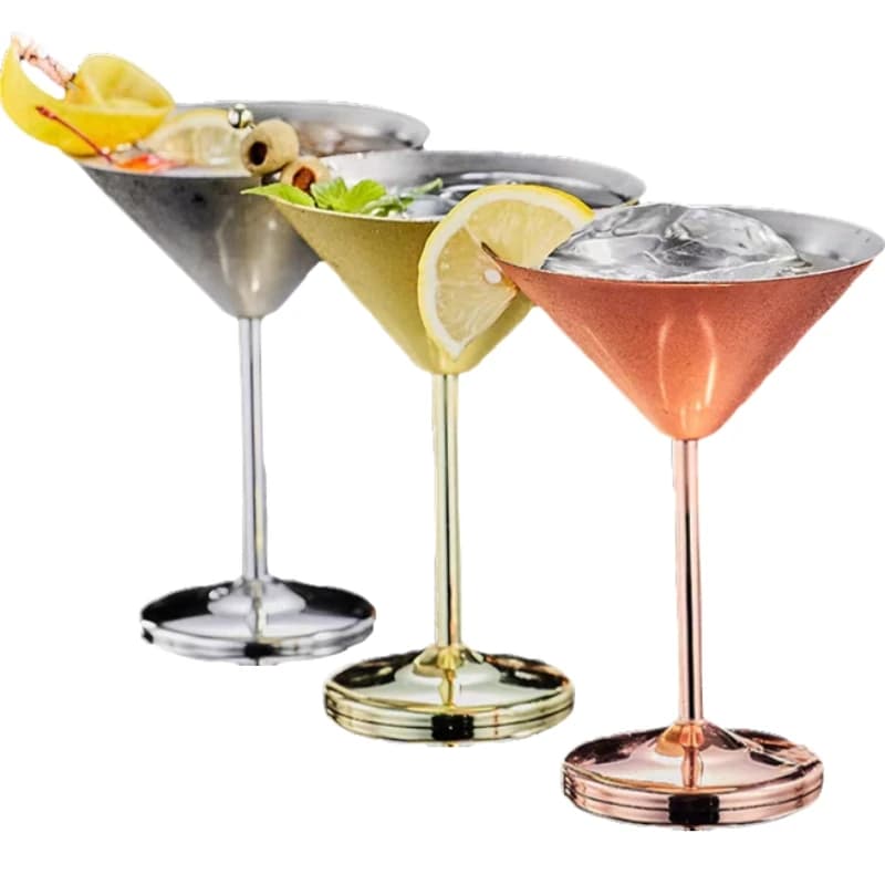 Calice da cocktail in vetro da vino in acciaio inossidabile da 180 ml Calice da vino rosso Martini Bicchiere da vino in metallo creativo Tazza da champagne per bar ristorante
