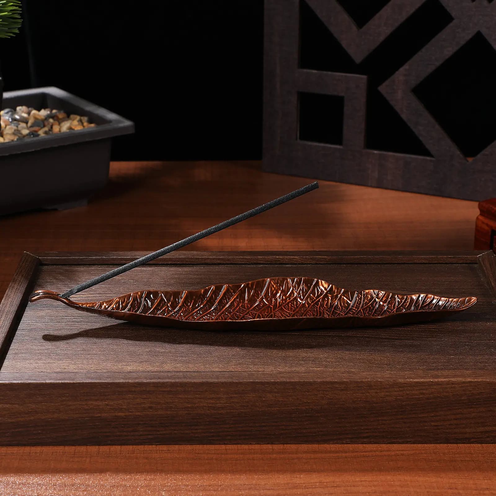 Set di 2 Porta Incenso a Forma di Foglia in Lega di Zinco, Bruciatore Decorativo Estetico per Bastoncini di Incenso Lunghi, per Relax e Yoga