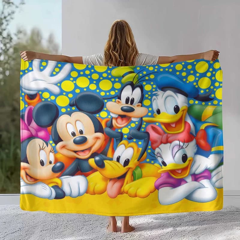 Coperta in flanella con personaggi dei cartoni animati Mickey Minnie Mouse e Paperino, ultra morbida e calda, ideale per casa, camera da letto, divano, ufficio, regalo.