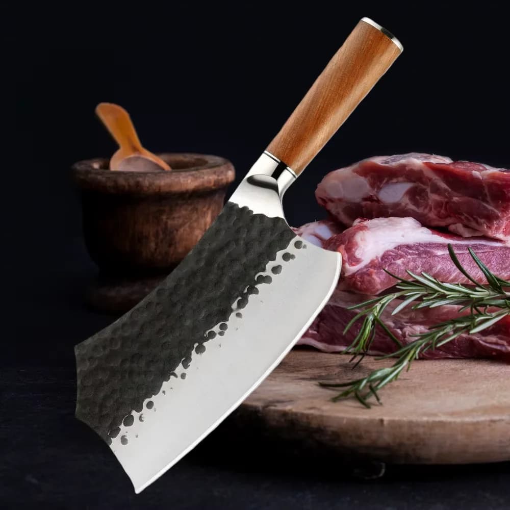 Chinese Knives Stainless Steel Forged Log Handle 5cr15mov Chef Knife Cleaver Boning Broadsword Kitchen Cutlery