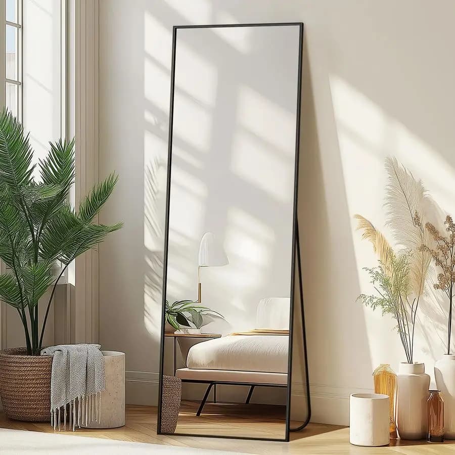 Specchio a Parete a Figura Intera, Specchio da Terra per Camera da Letto, Bagno, Soggiorno con Cornice in Alluminio