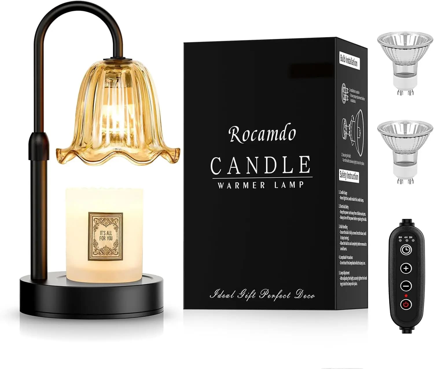 Lampada Scaldacera con Timer, Scioglitore di Cera Dimmerabile per Candele in Barattolo, Regalo Sicuro per l'Arredamento Domestico per Donne, Inaugurazione Casa, 2 Lampadine Incluse