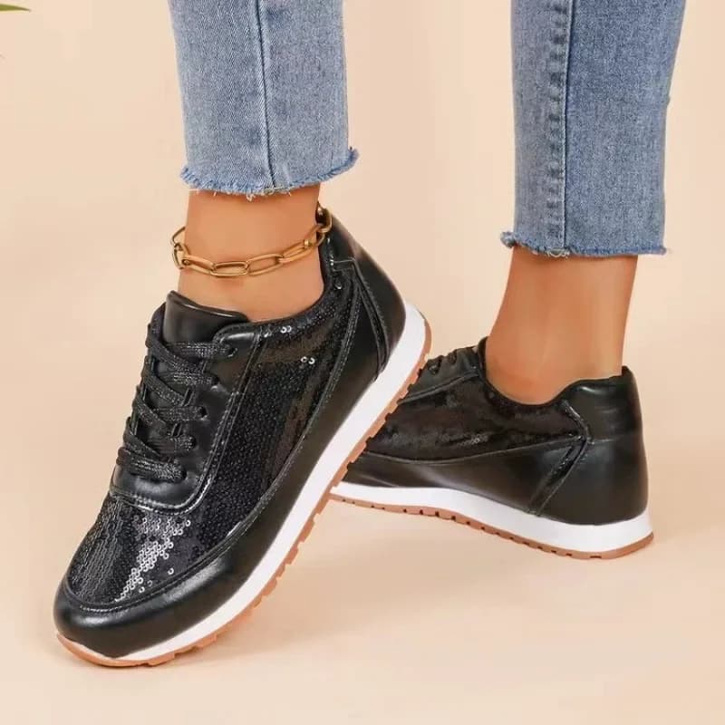 Plus Size 43 New Fashion Women Running scarpe sportive Black Silver Girls Athletic Walking Sneakers comode scarpe da Jogging femminili