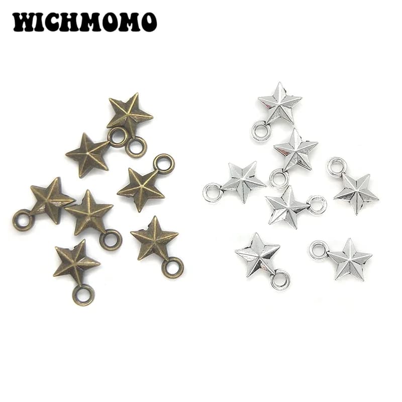 New Fashion 50 pezzi/borsa 11*8mm in lega di zinco stella pendenti con ciondoli collane fai da te bracciali accessori di gioielli