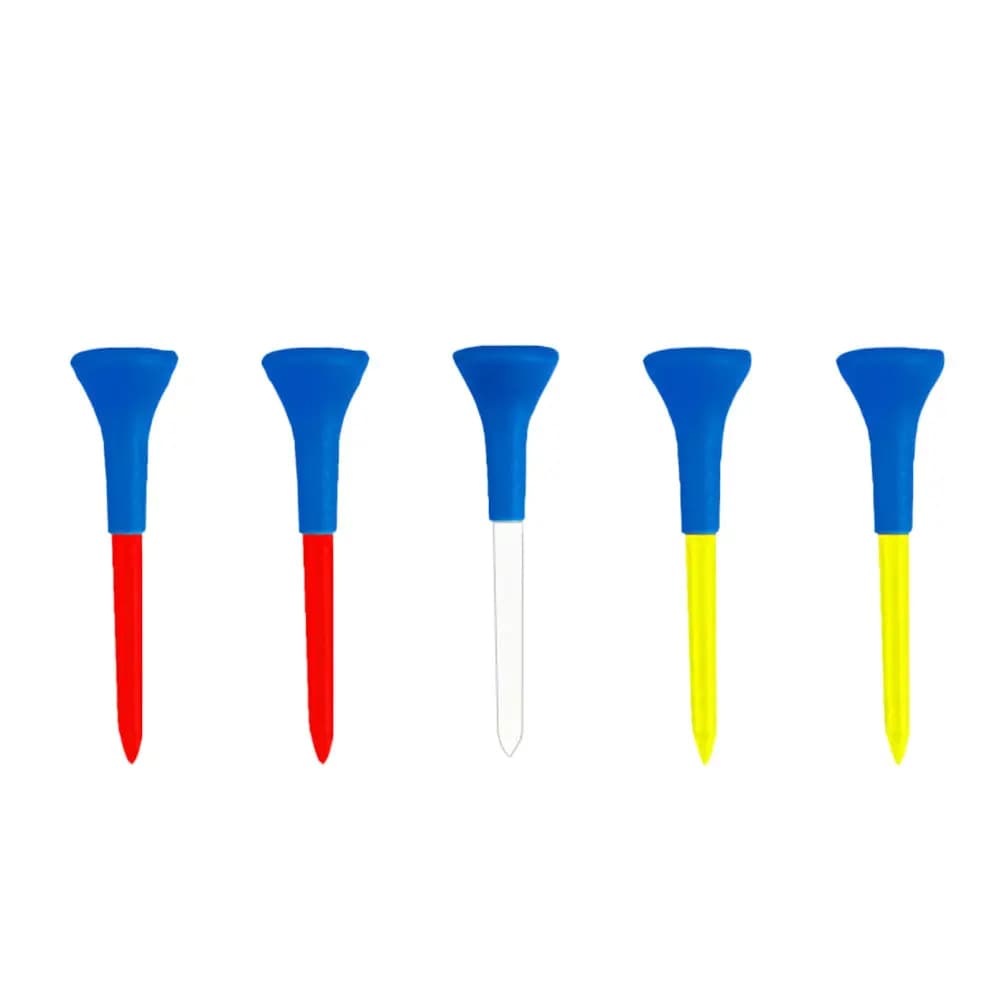 Set di 5 Tee da Golf in Gomma Morbida, 74mm, Colori Vivaci, Dimensioni Compatte, Bassa Resistenza, Supporto per Tee da Golf per Allenamento