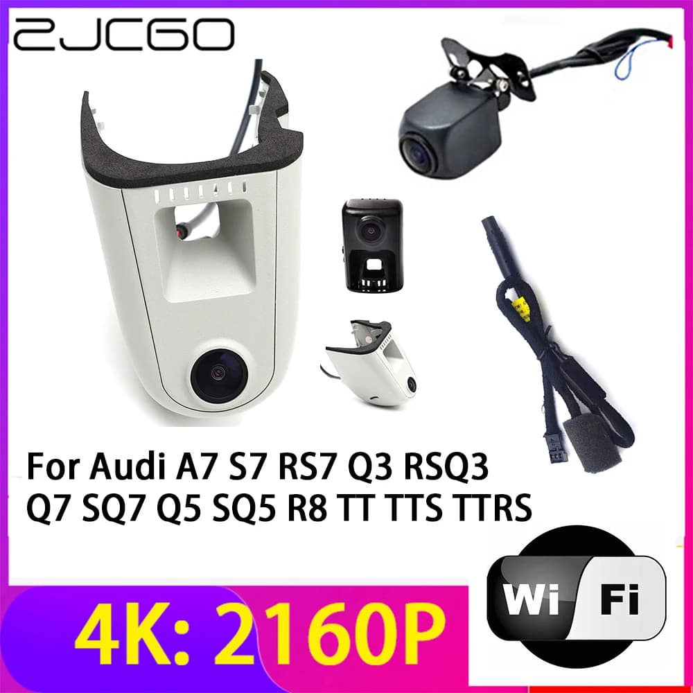 ZJCGO 4K 2160P Dash Cam DVR camera for cars 2 lenses Wifi recorder Night vision for Audi A7 S7 RS7 Q3 RSQ3 Q7 SQ7 Q5 SQ5 R8 TT TTS TTRS