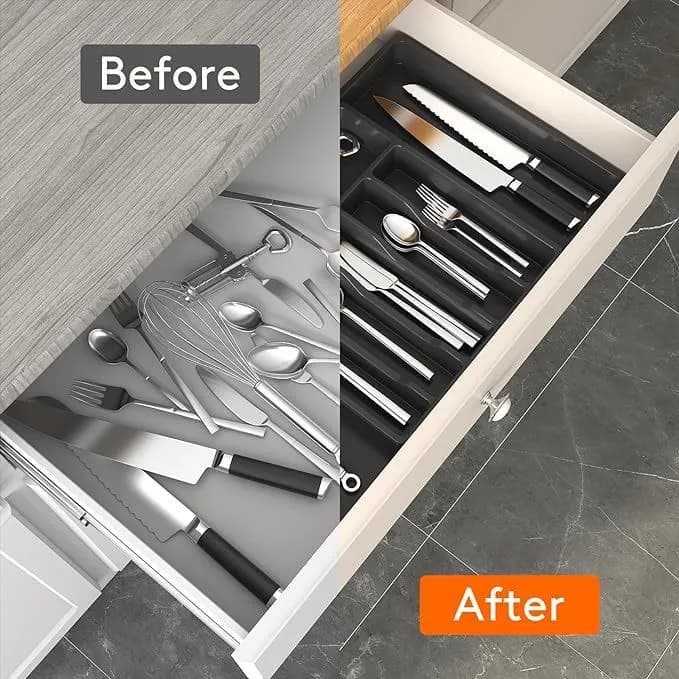 Storage box for knives and forks, kitchen finish, expansion plate, storage box for crockery, for domestic use