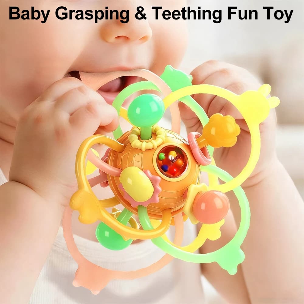 0-12 mesi Attività di presa per bambini Giocattoli per lo sviluppo del bambino Palla a sonaglio rotante Massaggiagengive in silicone Giocattoli sensoriali per bambini per neonati