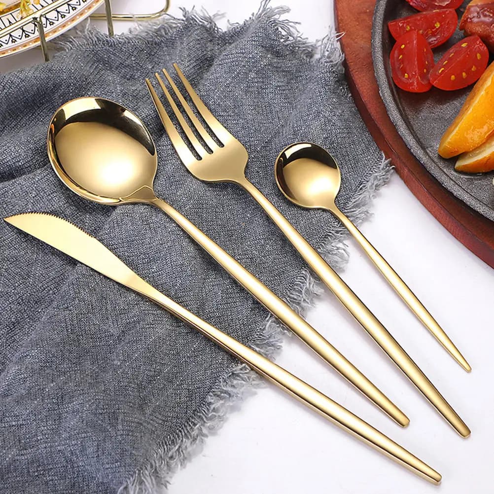 Set di posate da 12 pezzi in acciaio inossidabile, coltello da bistecca, forchetta, cucchiaio, stoviglie per la casa, stile semplice, posate occidentali, per cucina, feste e cene