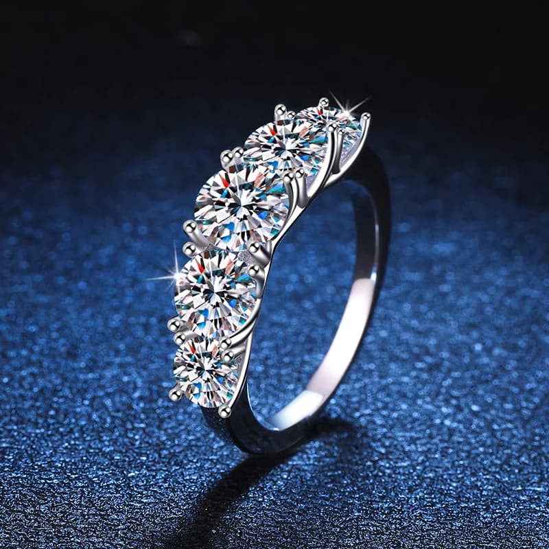 Anello in oro platino PT950 18 carati, lusso leggero Moissanite color D da donna e sensazione di fascia alta, anello con diamante Moissanite da 3,6 carati