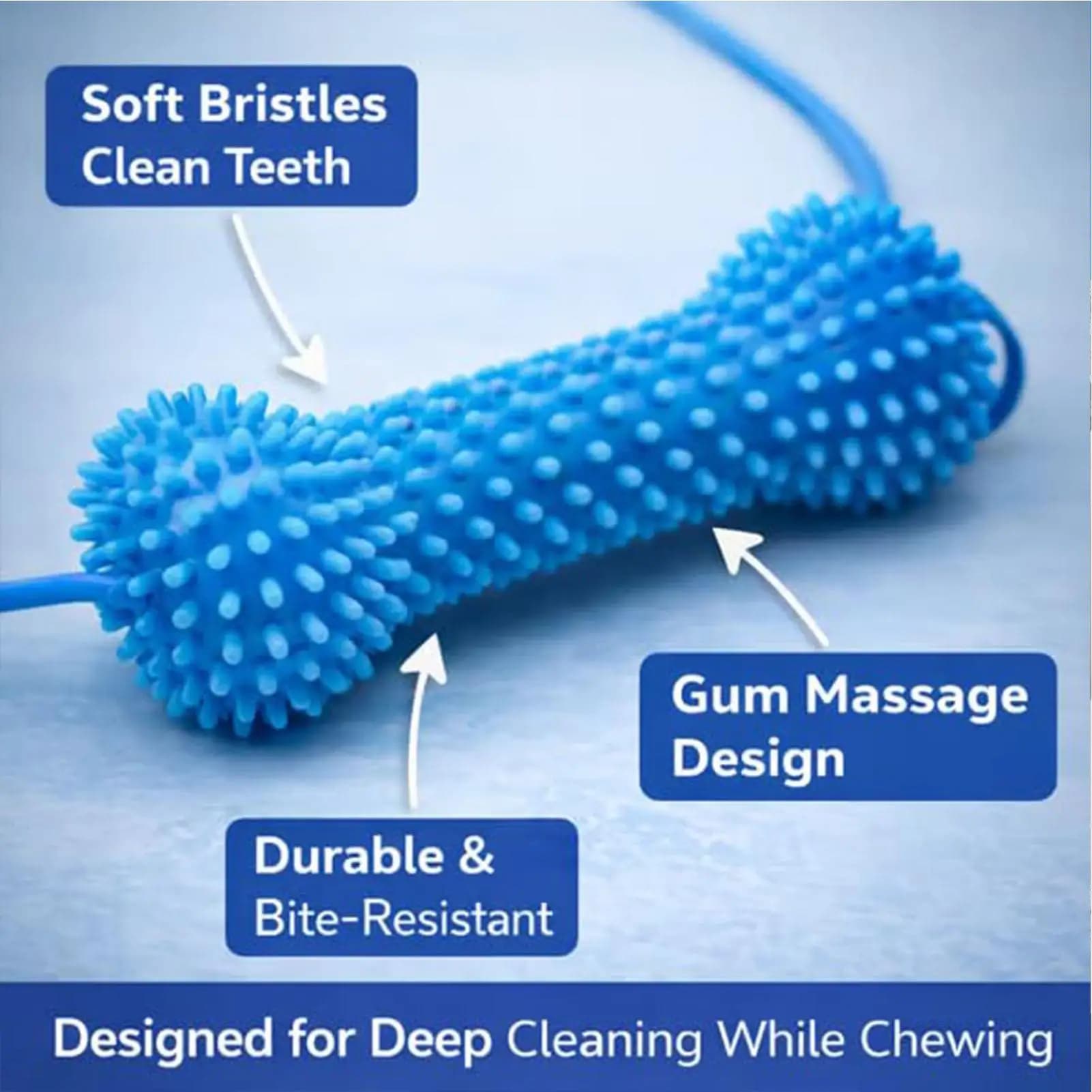 Dual-Action Canine Dental Prop, Dog Dental Chew Toy for Teeth Cleaning Brushing, Reusable Dental Chews for Dogs