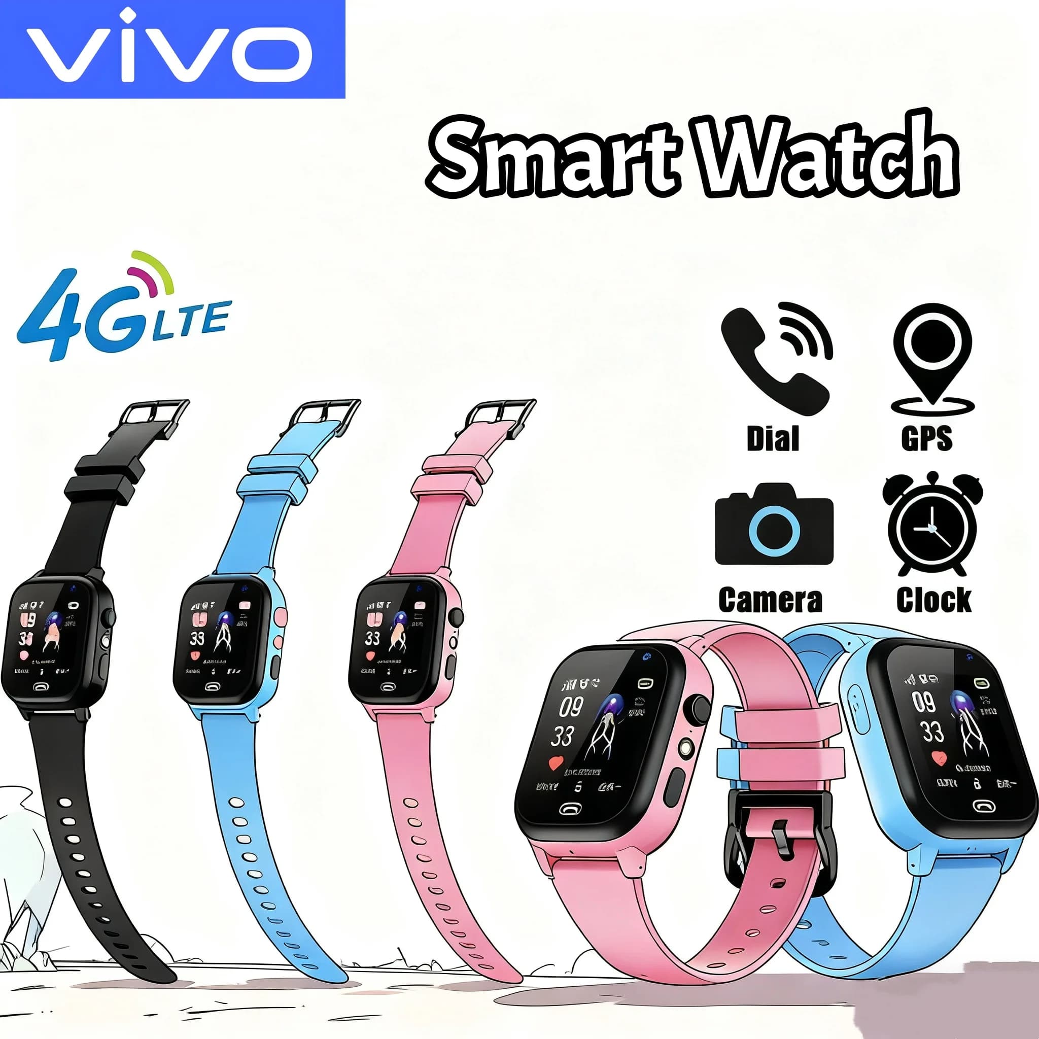 Smartwatch VIVO per Bambini 4G con GPS, Videochiamate, SOS, Slot SIM, Fotocamera, Impermeabile, Versione Aggiornata per Ragazzi e Ragazze 2025Nuovo
