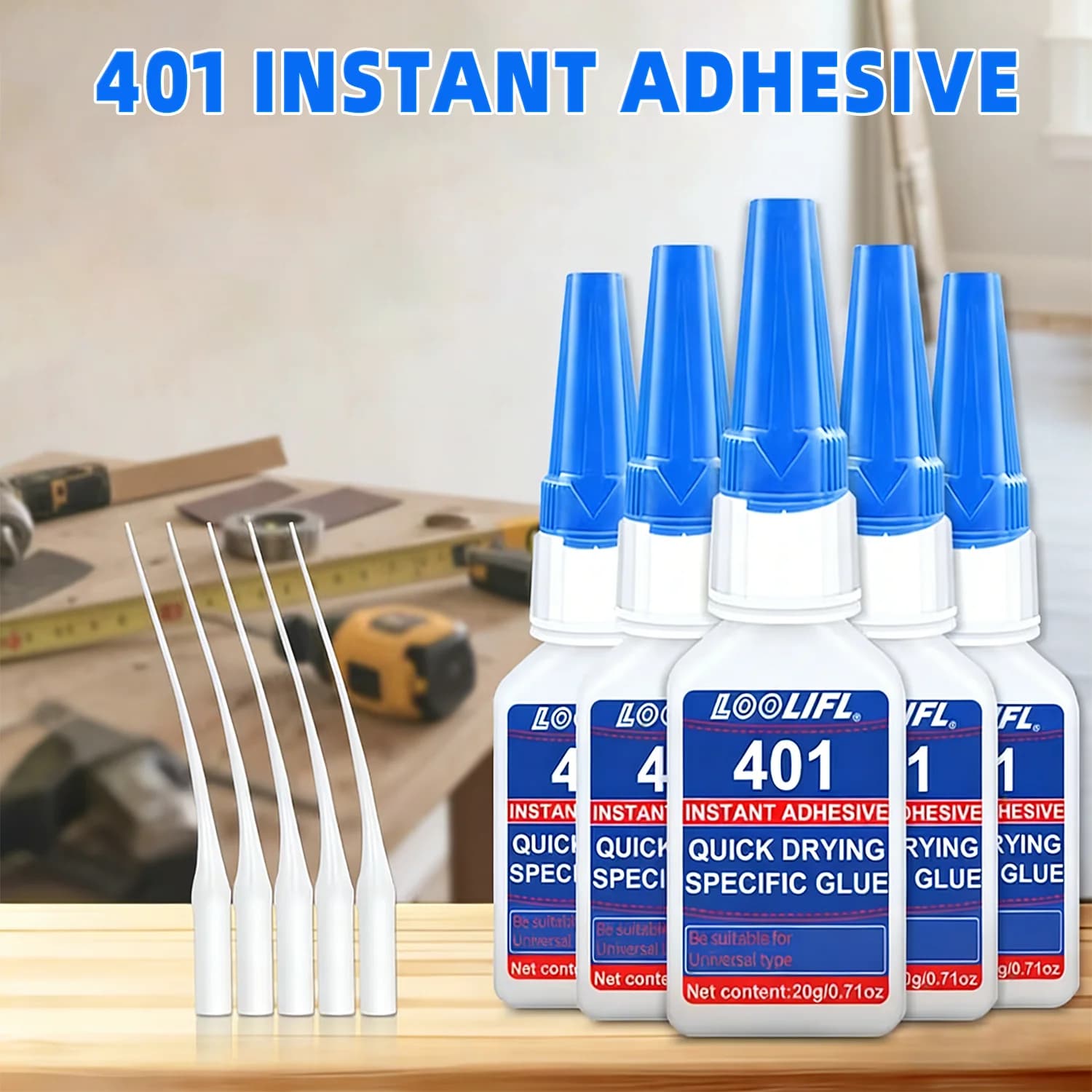 Colla Super 401 ad Asciugatura Rapida, Adesivo Trasparente Impermeabile e Resistente per Metallo, Legno, Ceramica, Plastica, Vetro, Riparazione Scarpe, Fai-da-Te