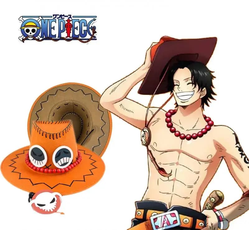 Cappello da Cowboy Cosplay di Portgas D. Ace di One Piece per Bambini e Adulti, Unisex, Accessorio per Halloween e Spettacoli